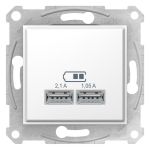 Двойная USB розетка 2,1A белая Sedna Schneider Electric SDN2710221