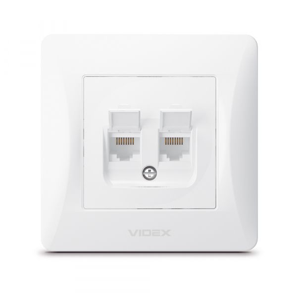 Розетка CAT6+CAT6 подвійна комп'ютерна біла VIDEX BINERA