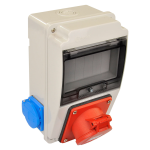 Бокс на 6 модулів та розетки 2шт 220V + силова 32А 3P+N+PE TP Electric IP44