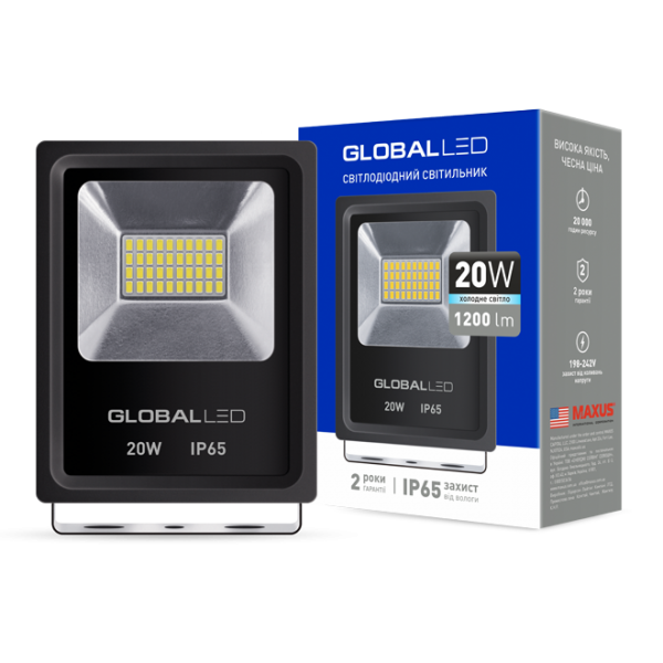 Прожектор світлодіодний LED GLOBAL FLOOD LIGHT 20W 5000K ІР65 (1-GBL-002-LFL-2060)