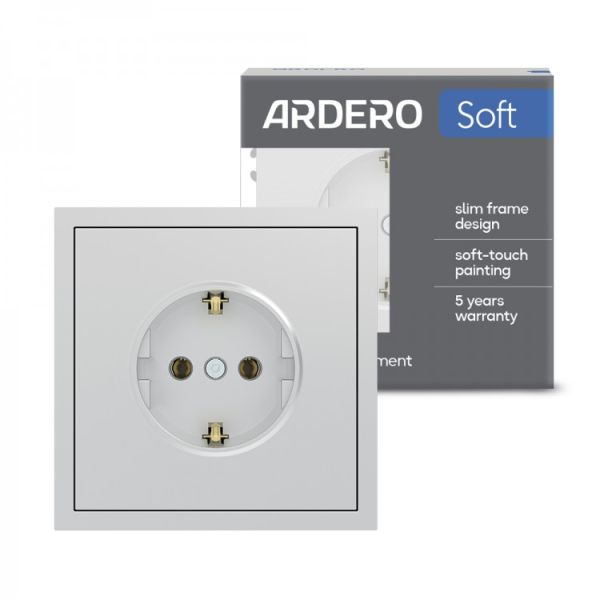 Розетка с заземлением Ardero Soft механизм 16А ER121-S серебро