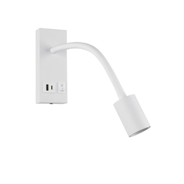Светильник настенный Violux SNAKE USB+TYPE-C бра Led 5W 4200K IP20 белый