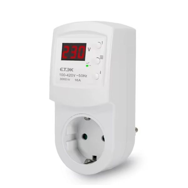 Реле защиты от перенапряжения в розетку ETEK EKCZ 16A 140-300В