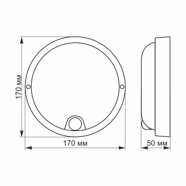 LED світильник з датчиком ІК IP54 круглий VIDEX 12W 5000K сенсорний білий