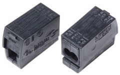 224-114 WAGO 2-пров. з'єднувач для освітл. обладнання; 2x1,0-2.5 mm2, чорн., високотемпературний