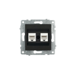 Механизм розетки компьютерной двойной (CAT6) Ovivo Grano черный металлик
