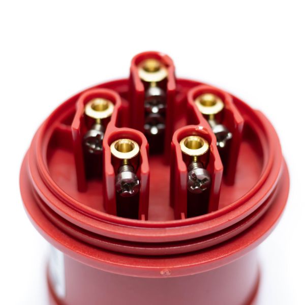 Вилка силовая каучук TP electric переносная 16А-5 (3Р+N+РЕ) IP44 серый красный