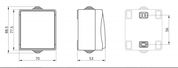 Вимикач накладний 1-клавішний прохідний Takel T-proof IP54 250В 10А cірий