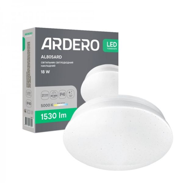Світильник накладний Ardero led al805ard 18Вт 5000К 1530Лм IP40 зоряне небо