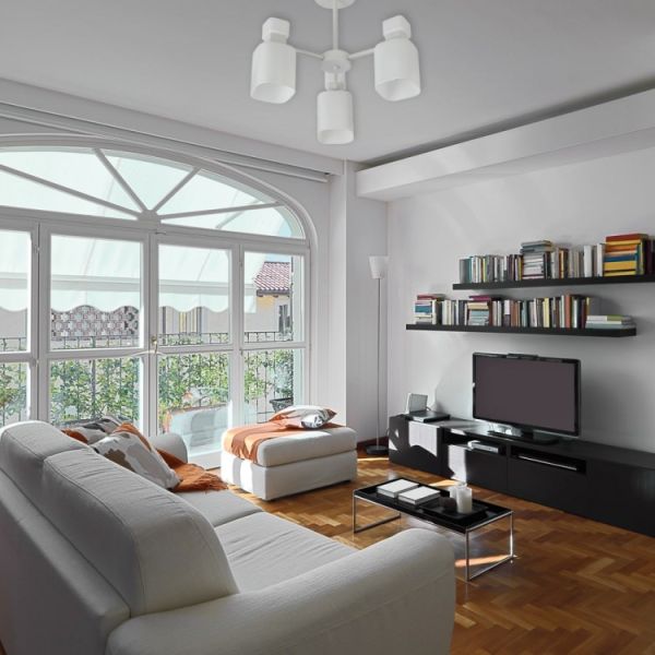 Світильник люстра Ardero BL1130 Olivia 3хЕ14 під лампу скло білий