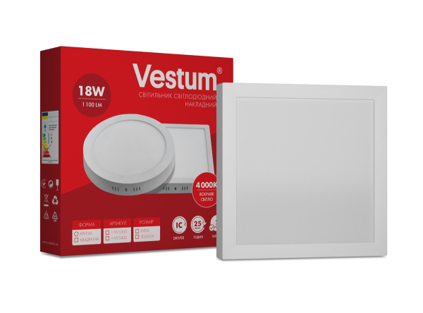 Світильник LED накладний квадратний Vestum 12W 4000K 220V