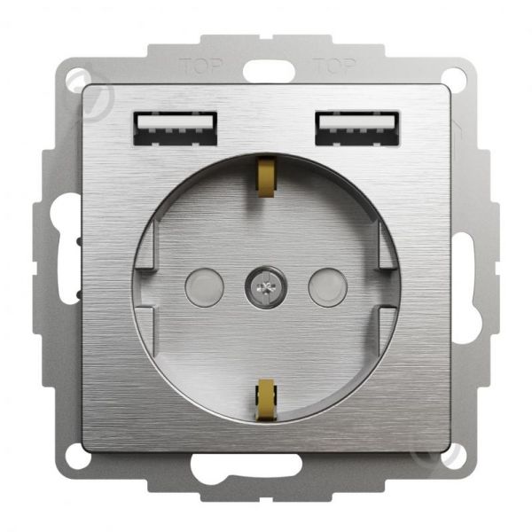 Розетка з заземленням + 2 USB тип А Матовий алюміній Sedna Elements Schneider Electric SDD170052