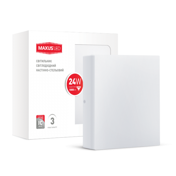 Накладний світильник MAXUS LED настінно-стельовий 24W яскраве світло ІР44 (1-LCL-006-04-S)