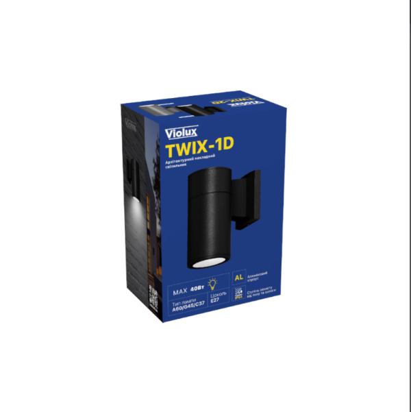 Світильник архітектурний настінний Violux Twix-1D під лампу 40W E27 IP54 антрацит