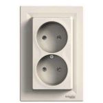 Розетка без заземления двойная кремовая Asfora Schneider Electric EPH9700123