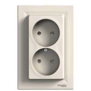 Розетка без заземления двойная кремовая Asfora Schneider Electric EPH9700123