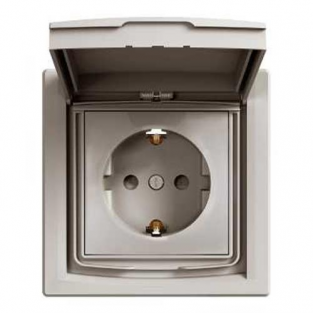 Розетка з заземленням, шторками і захисн. кришкою IP44 Бронза Asfora Schneider Electric EPH3100369