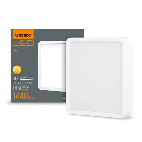 LED Cвітильник накладний квадрат VIDEX 12W 5000K