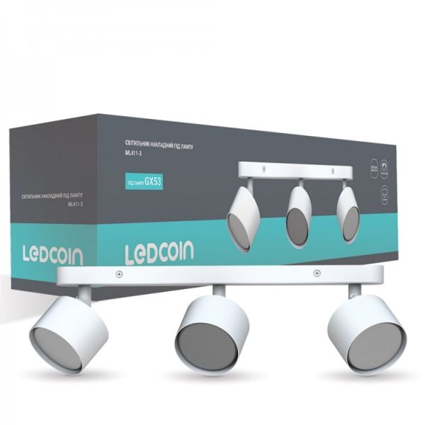 Светильник накладной поворотный Ledcoin ML411-3 под лампу Gx53х3 каждая до 13Вт белый