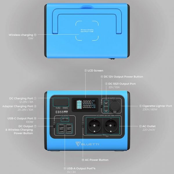 Портативний зарядний пристрій BLUETTI PowerOak EB55 Portable Power Station 700W 537Wh