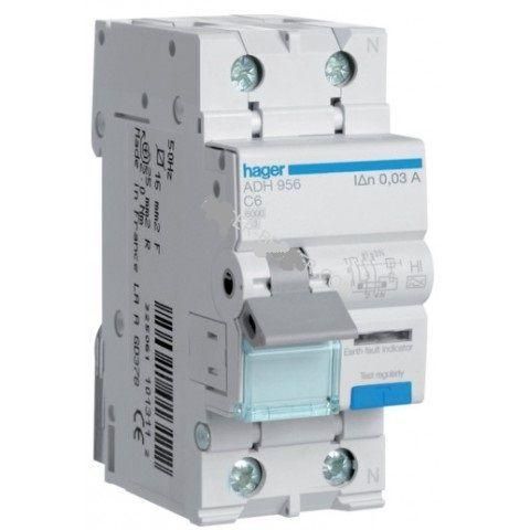 Дифференциальный автомат 1п + N, 10А, 30mA, B, 6kA, тип А, Hager AD910J