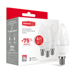 Світлодіодна LED лампа (набір 3 шт) MAXUS C37 CL-F 4W свічка , яскраве світло 220V E14 (3-LED-5312)