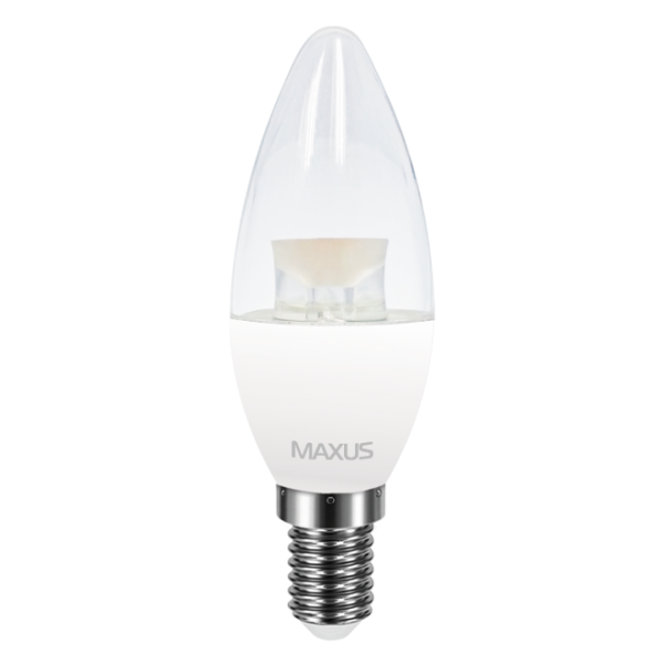 Світлодіодна LED лампа (свічка прозора) MAXUS C37 CL-C 4W яскраве світло 220V E14 (1-LED-5314)