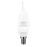 Світлодіодна LED лампа, свічка на вітрі (прозора) MAXUS C37 CL-T 4W яскраве світло 220V E14 (1-LED-5316)