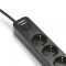 Мережевий подовжувач VIDEX ONCORD з/з 3п 3м (3x1.5мм) 2.4А 2USB+USB-C з кнопкою Black