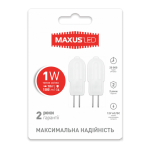Світлодіодна LED лампа (набір 2 шт) MAXUS G4 1W 3000K 12V AC/DC (2-LED-205)