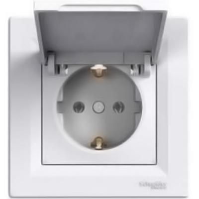 Розетка з заземленням, з кришкою біла Asfora Schneider Electric EPH3100121