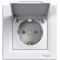 Розетка з заземленням, з кришкою біла Asfora Schneider Electric EPH3100121