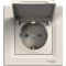 Розетка з заземленням, з кришкою кремова Asfora Schneider Electric EPH3100123
