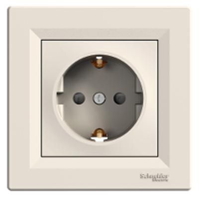 Розетка з заземленням, з захисними шторками кремова Asfora Schneider Electric EPH2900223