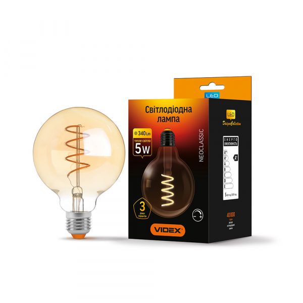 LED лампа VIDEX Filament G95FASD 5W E27 2200K диммерная бронза