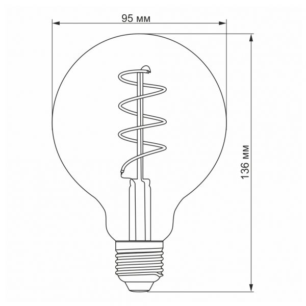 LED лампа VIDEX Filament G95FGD 4W E27 2100K диммерная графит
