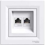 Розетка компьютерная RJ45, кат.5е, UTP двойная белая Asfora Schneider Electric EPH4400121