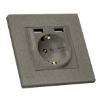 Розетка 16А USB+TYPE-C 2,4А Mutlusan Rita з заземленням зі шторками графіт
