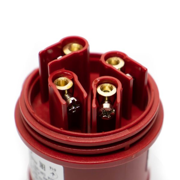 Вилка силова каучук TP electric переносна 16А-4 (3Р+РЕ) IP44 сірий червоний