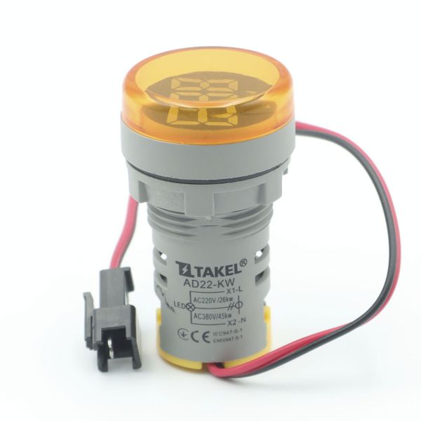 Ваттметр світлодіодний AD22-KW кВт 230-400В Takel жовтий