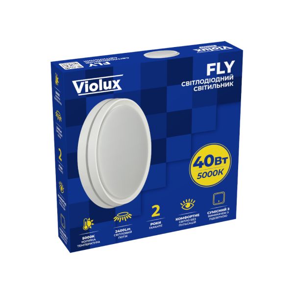 Світильник Led накладний Violux Fly 40W 5000K 220V IP20 коло білий