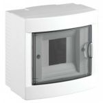 Бокс пластиковый Viko 4 модуля накладной прозрачные двери IP40 белый