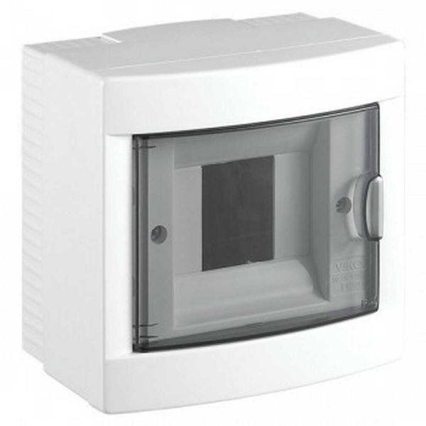 Бокс пластиковый Viko 4 модуля накладной прозрачные двери IP40 белый