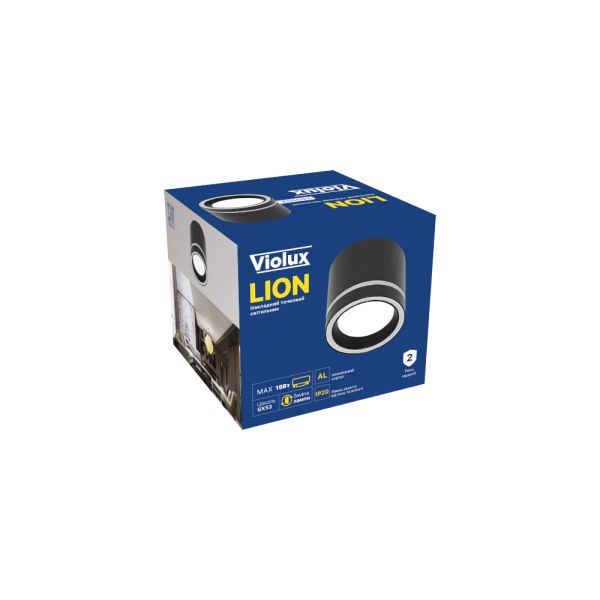 Світильник точковий накладний Violux Lion GX53 max 15W 220V IP20 коло чорний