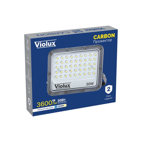 Прожектор led Violux Carbon 30W 5000K 3600lm 220V IP65 сірий