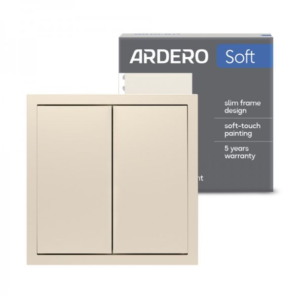 Выключатель 2-клавишный Ardero Soft механизм 10А EV112V-C шампань
