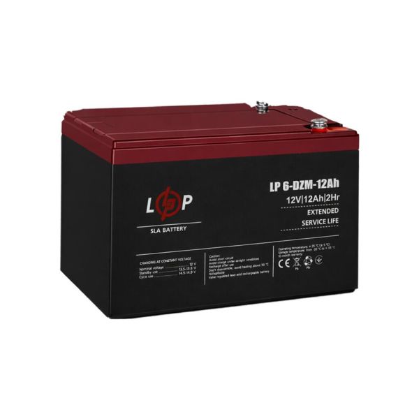 Аккумулятор тяговый свинцово-кислотный AGM LP LogicPower LP6-DZM-12Ah под болт М5