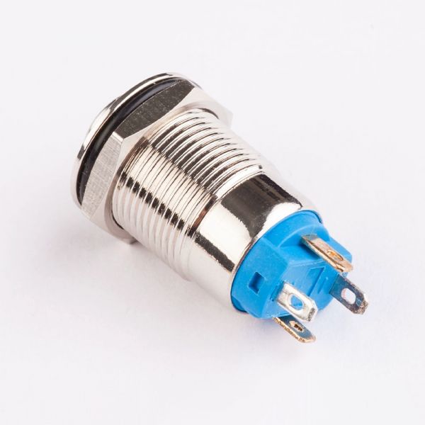 Кнопка металлическая КНМ-12-HJ-E 220V 1NO+1NC голубой