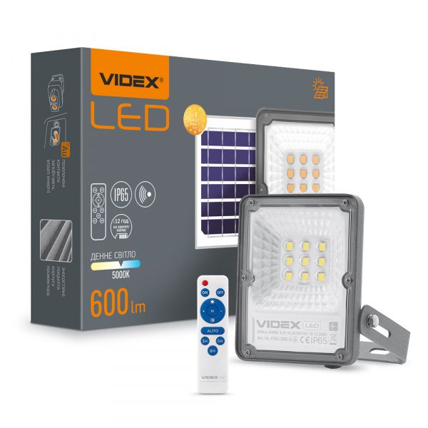 LED прожектор автономный VIDEX 600Lm 5000K Сенсорный