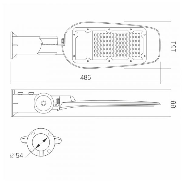 LED вуличний ліхтар VIDEX (поворотний) 50W 5000K Сірий